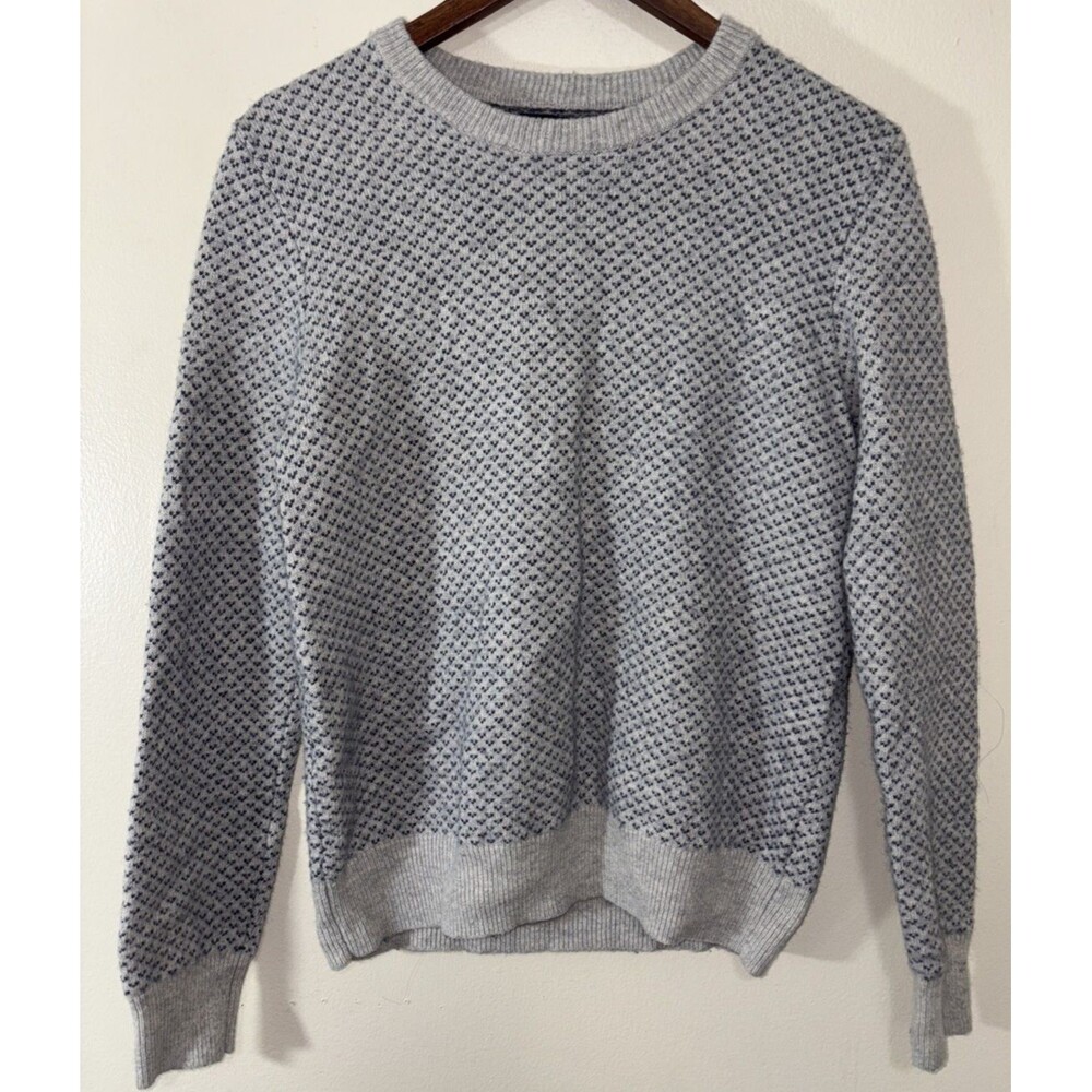 J. Crew Factory Men’s Light Gray and Navy Crewneck Sweater